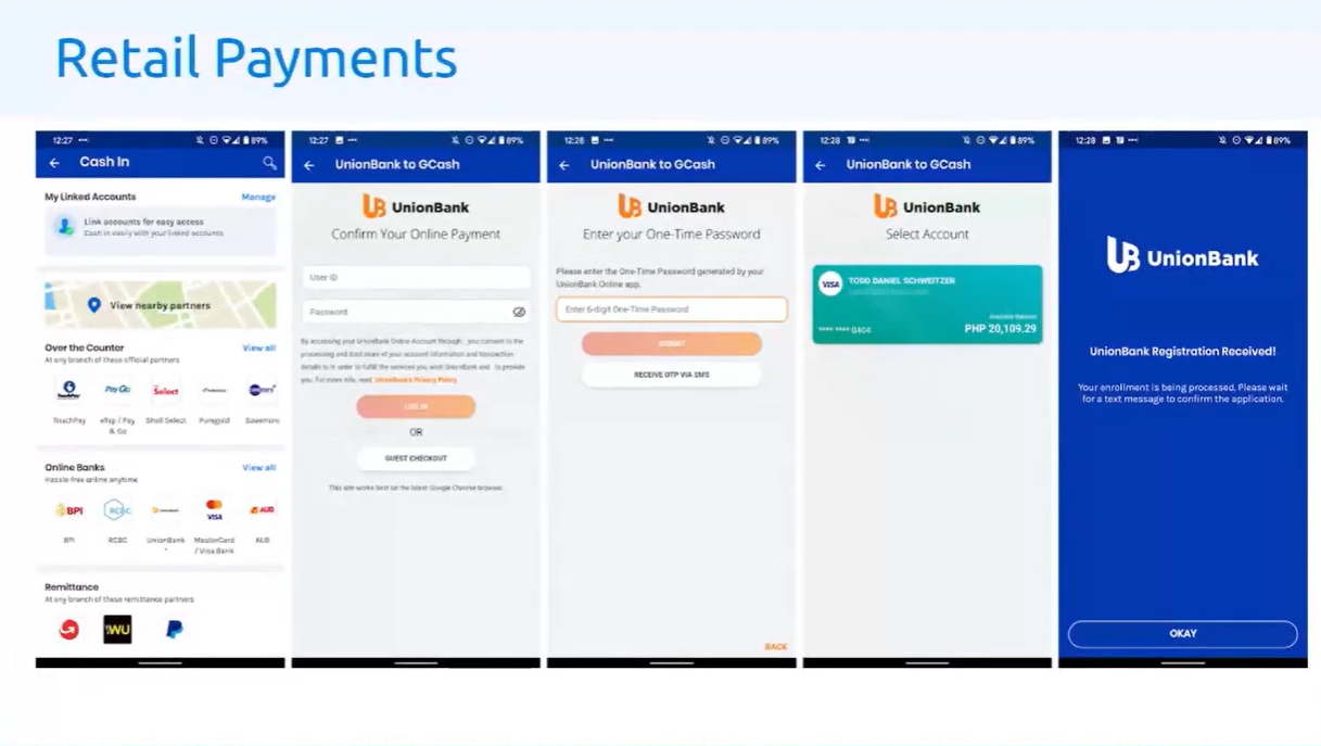 Retail payments within an e-wallet app